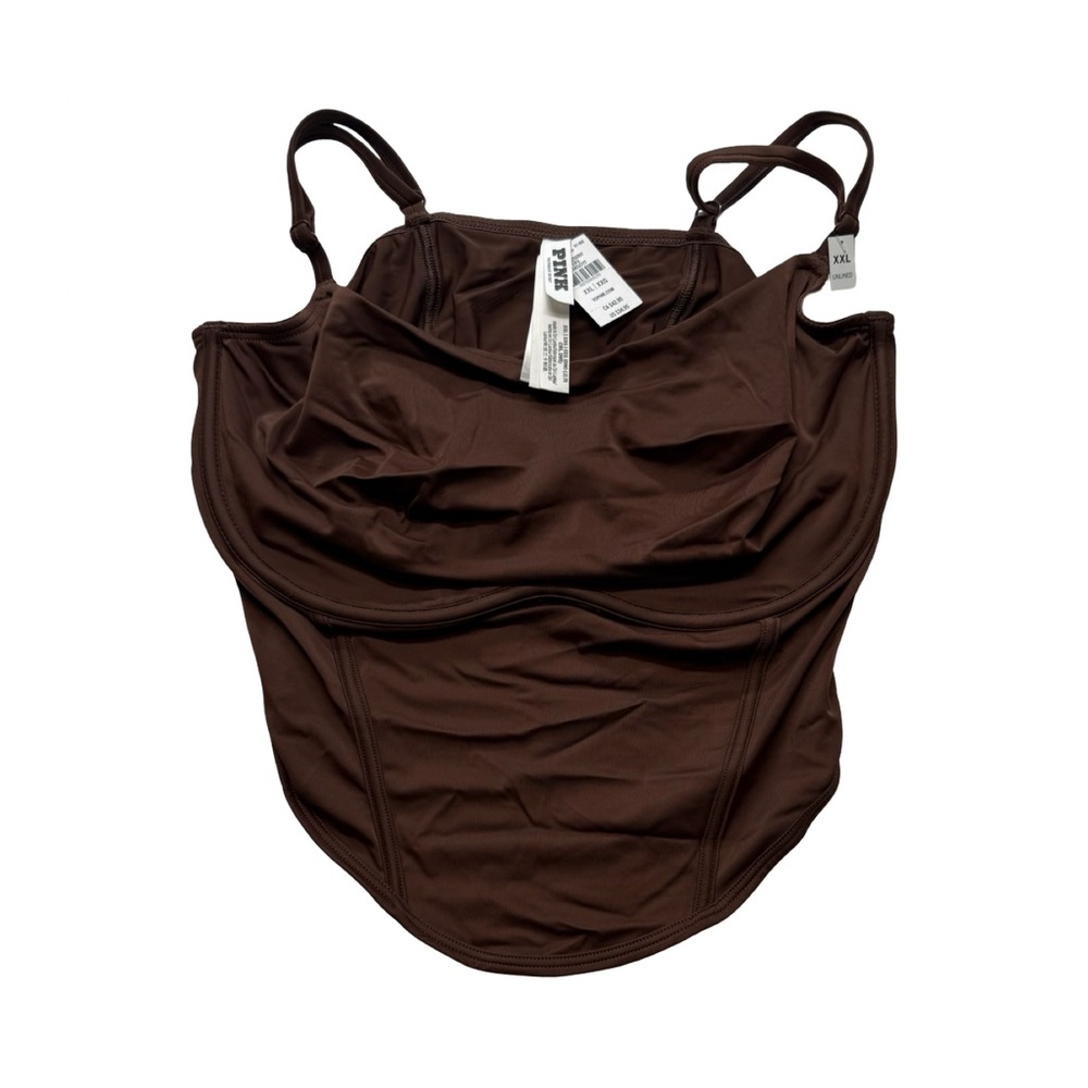 PINK Victoria’s Secret Chocolate Brown‎ Bodysuit Cami Top Shapewear XXL